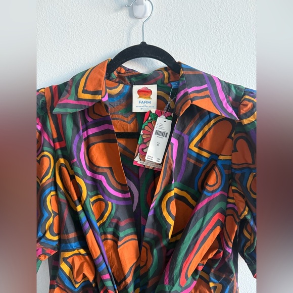 NWT FARM Rio Short-Sleeve Bow-Front Mini Dress - Picture 5 of 8